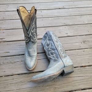 Vintage 70s Abilene Gray Leather Western Cowboy Rancher Vaquero Boots Men's 10.5